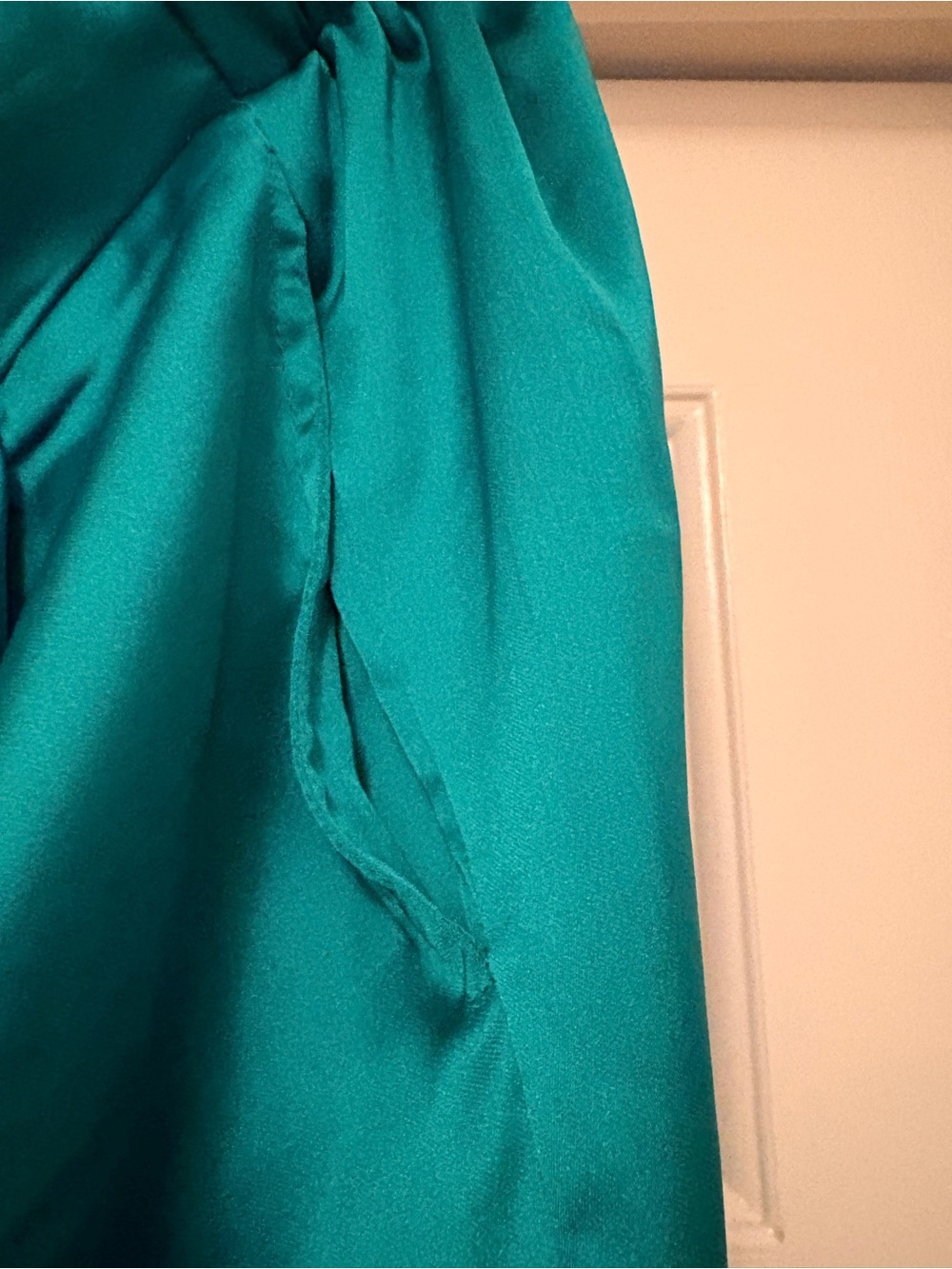 Rachel Zoe Teal- emerald Satin A-Line pants - Picture 2 of 7